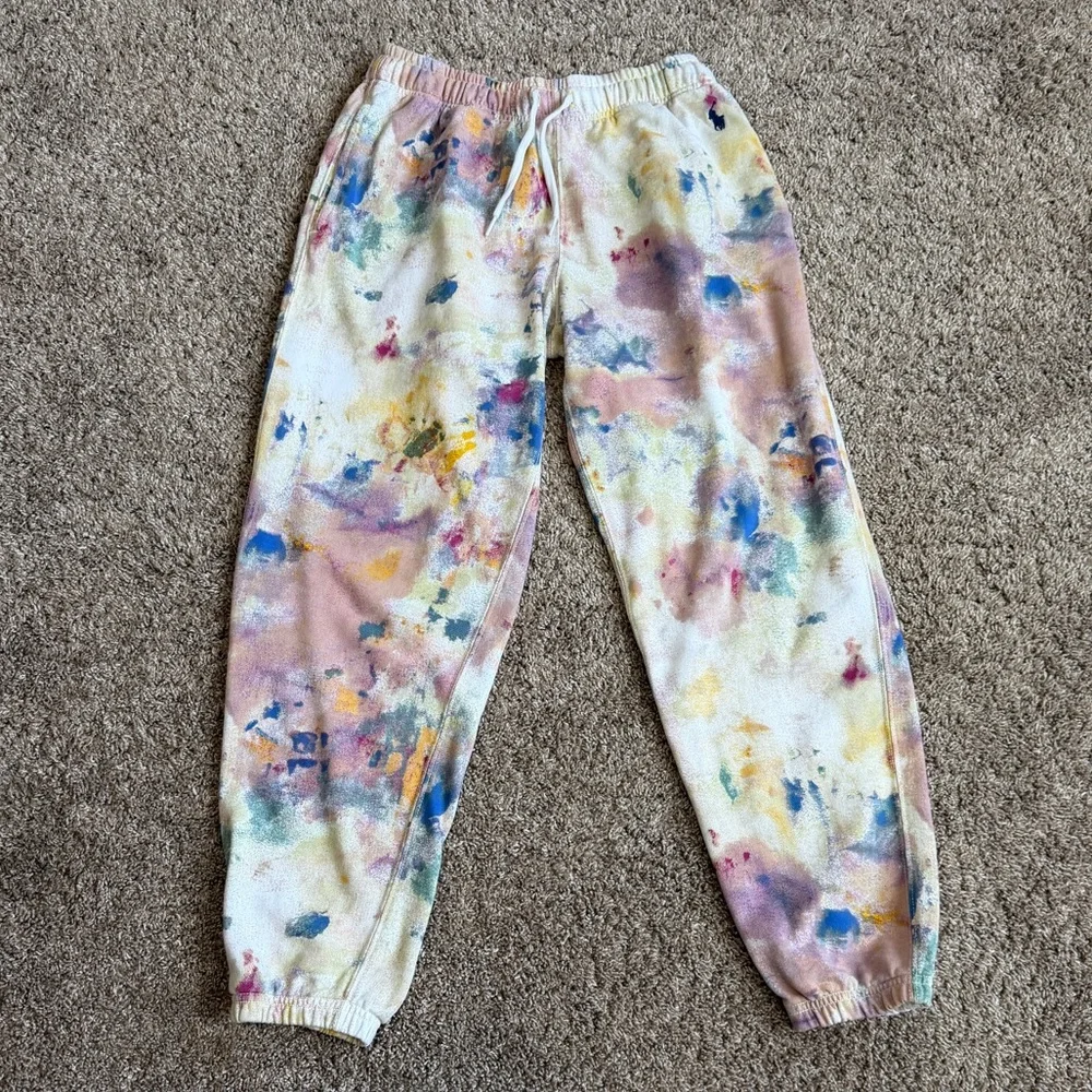 Polo Ralph Lauren Multicolor Paint Splatter Print Terry Jogger Sweatpants Small